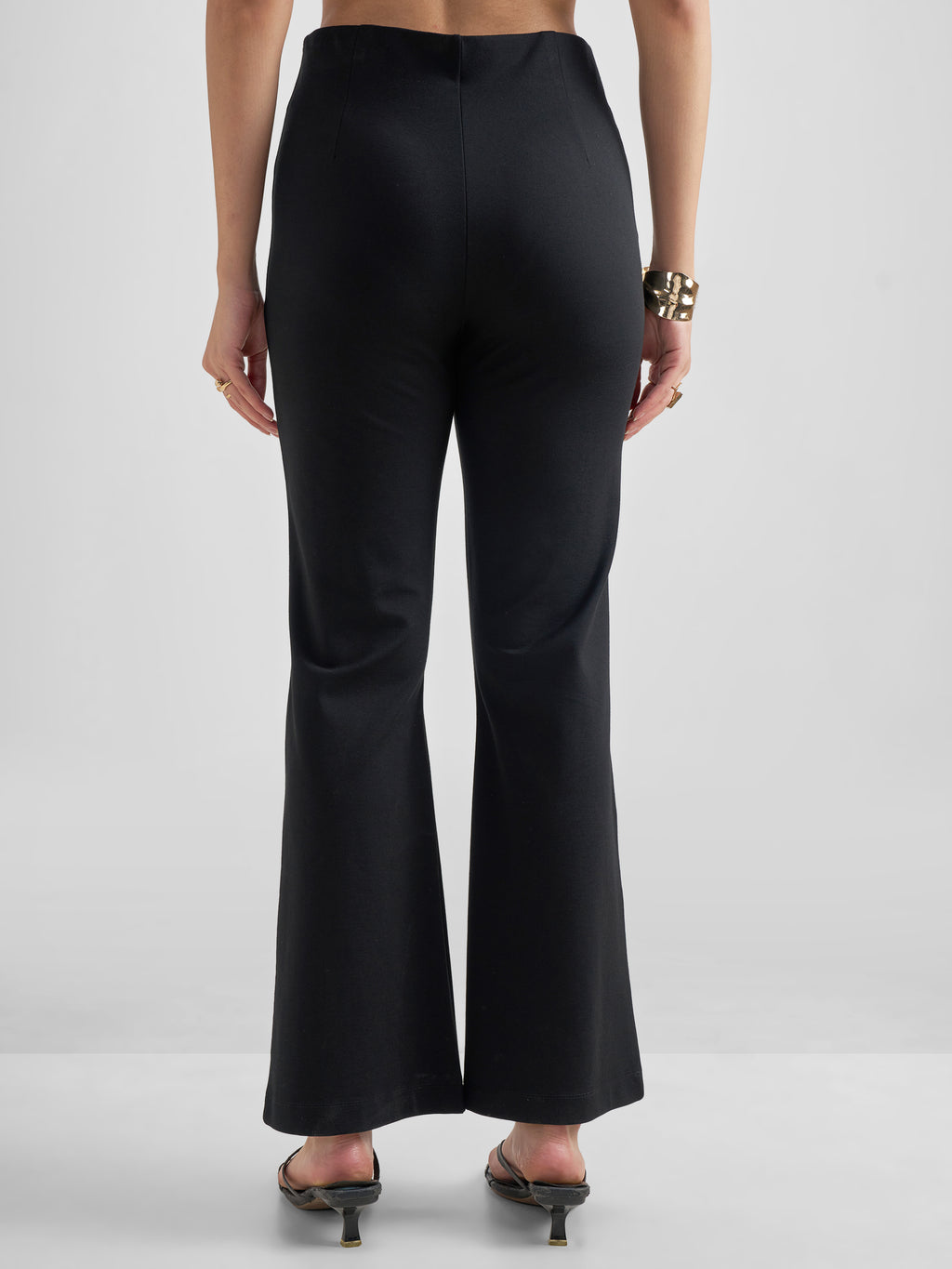 Tokyo Talkies Women Black Solid Bootcut Regular Trouser - Black - Image 3