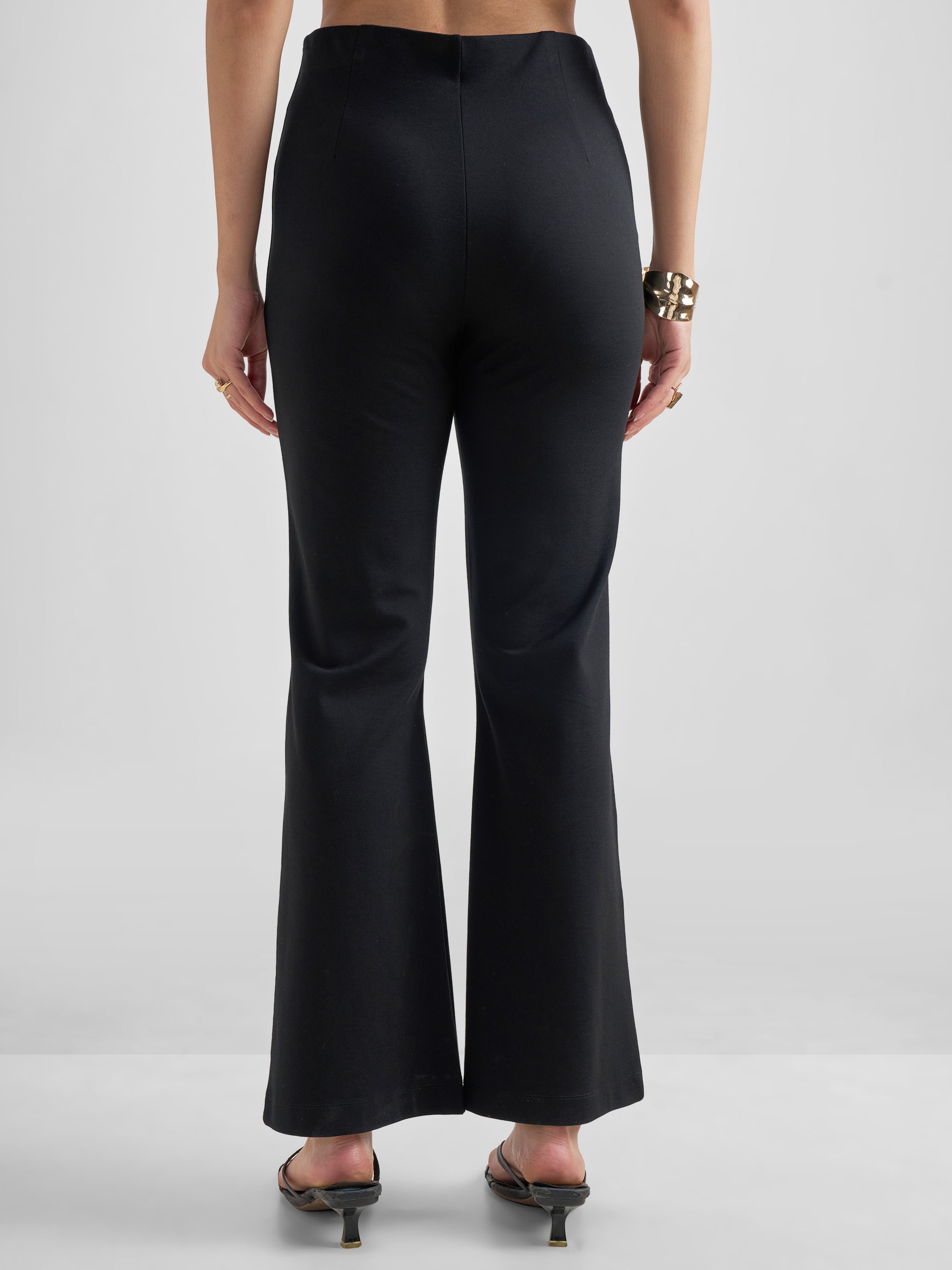 Tokyo Talkies Women Black Solid Bootcut Regular Trouser - Black - Image 3