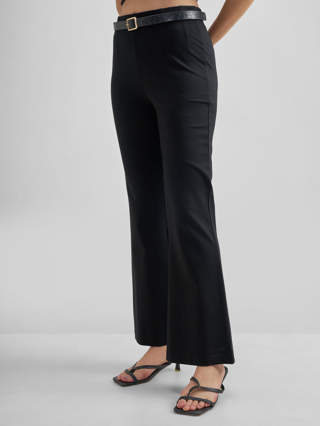 Tokyo Talkies Women Black Solid Bootcut Regular Trouser - Black - Image 4