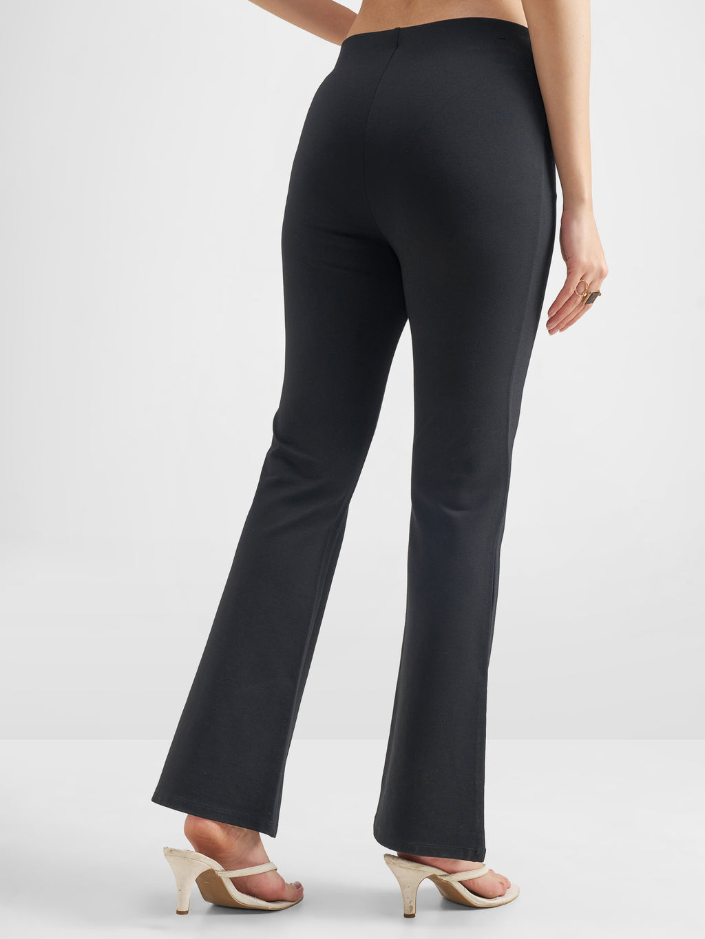 Tokyo Talkies Women Black Solid Bootcut Regular Trouser - Black - Image 3