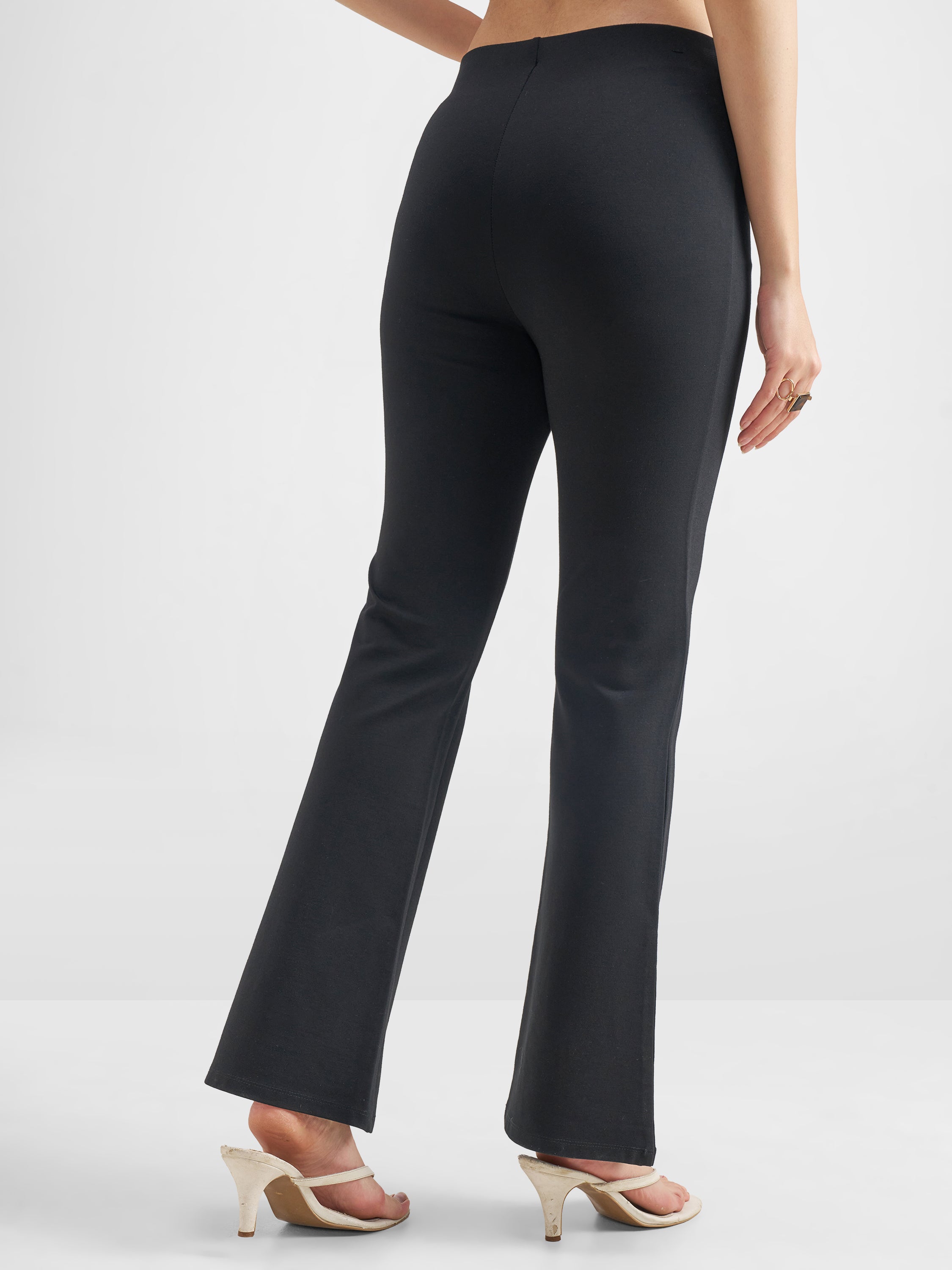 Tokyo Talkies Women Black Solid Bootcut Regular Trouser - Black - Image 3