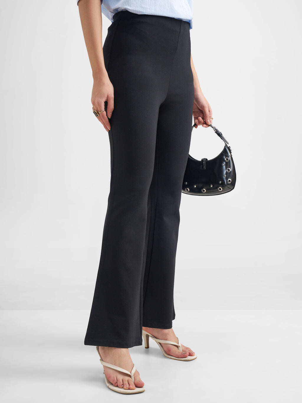 Tokyo Talkies Women Black Solid Bootcut Regular Trouser - Black - Image 6