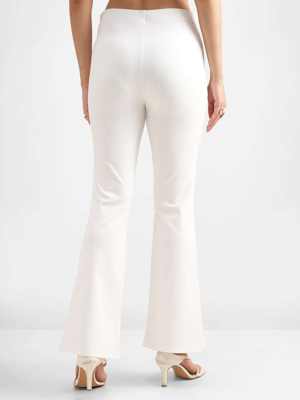 Tokyo Talkies Women White Solid Bootcut Regular Trouser - White - Image 3