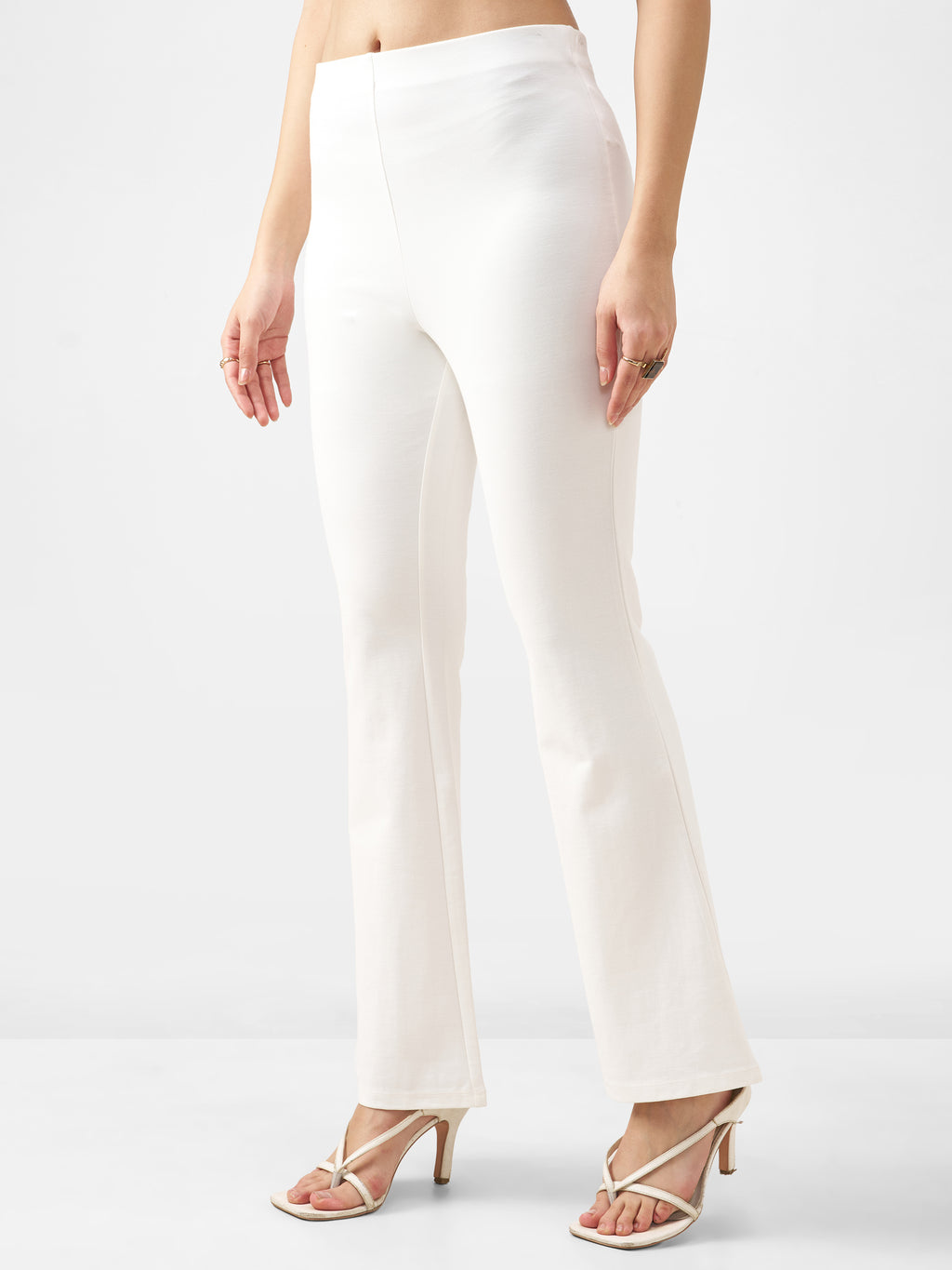Tokyo Talkies Women White Solid Bootcut Regular Trouser - White - Image 4