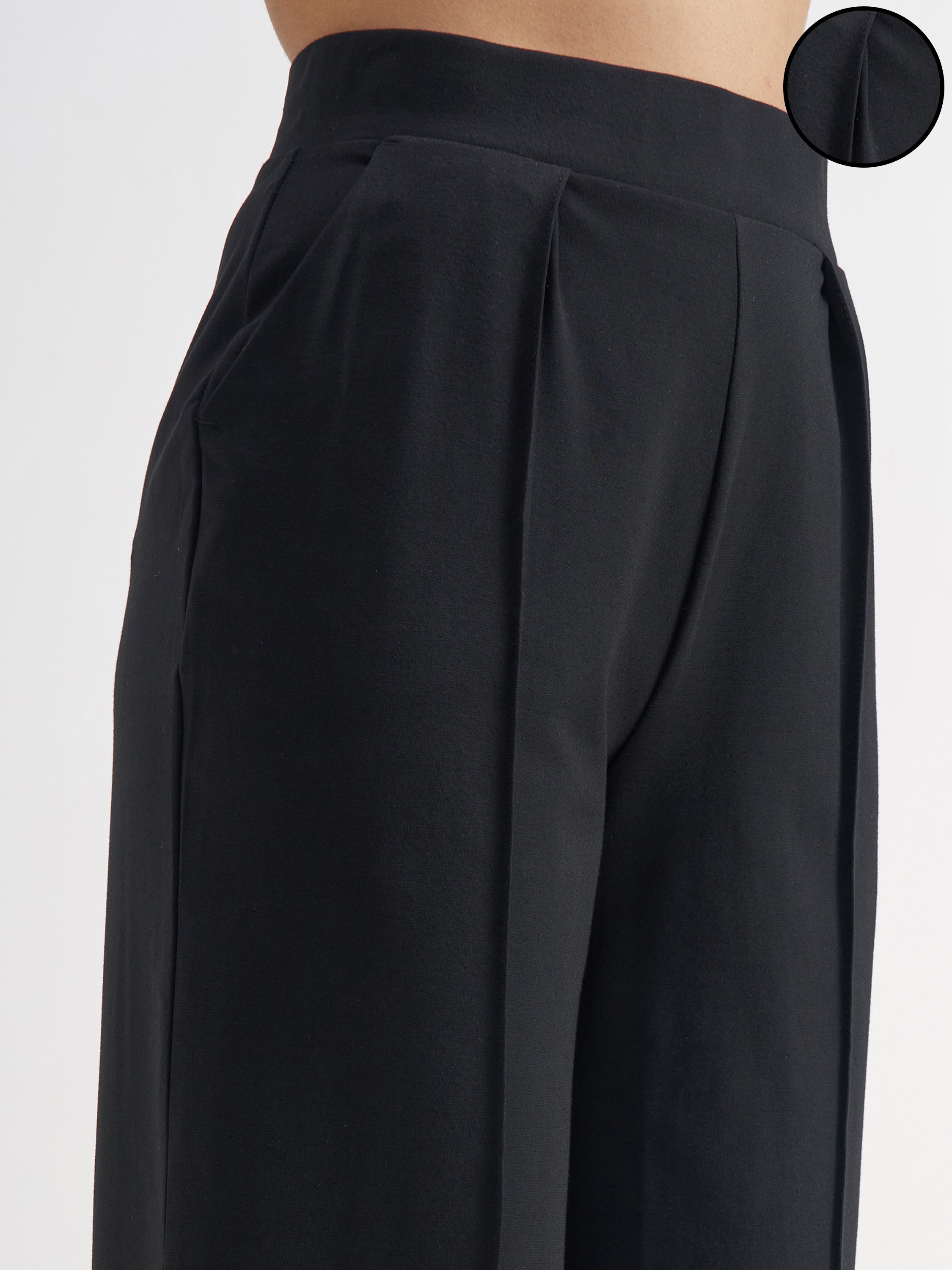 Tokyo Talkies Women Black Solid Straight Fit Regular Trouser - Black - Image 5