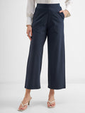 Tokyo Talkies Women Navy Blue Solid Wide Leg Regular Trouser - Navy Blue - Image 1