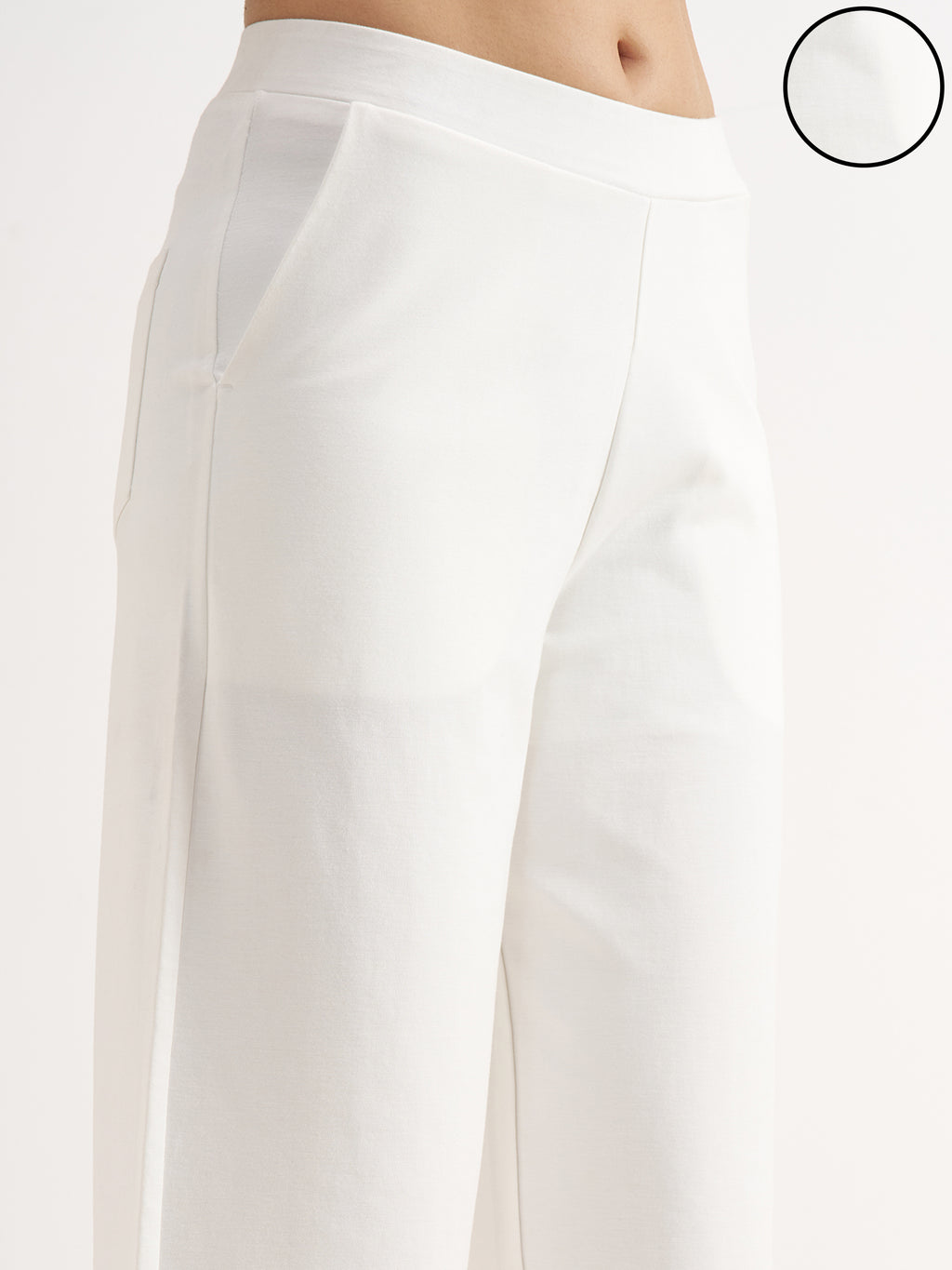 Tokyo Talkies Women White Solid Wide Leg Regular Trouser - White - Image 5
