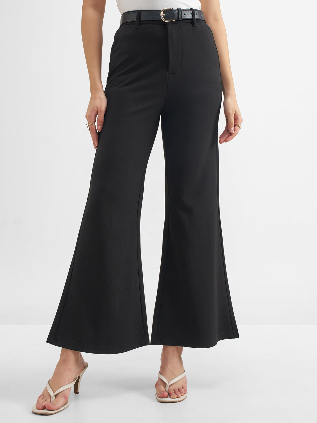 Tokyo Talkies Women Black Solid Bootcut Regular Trouser - Black - Image 1