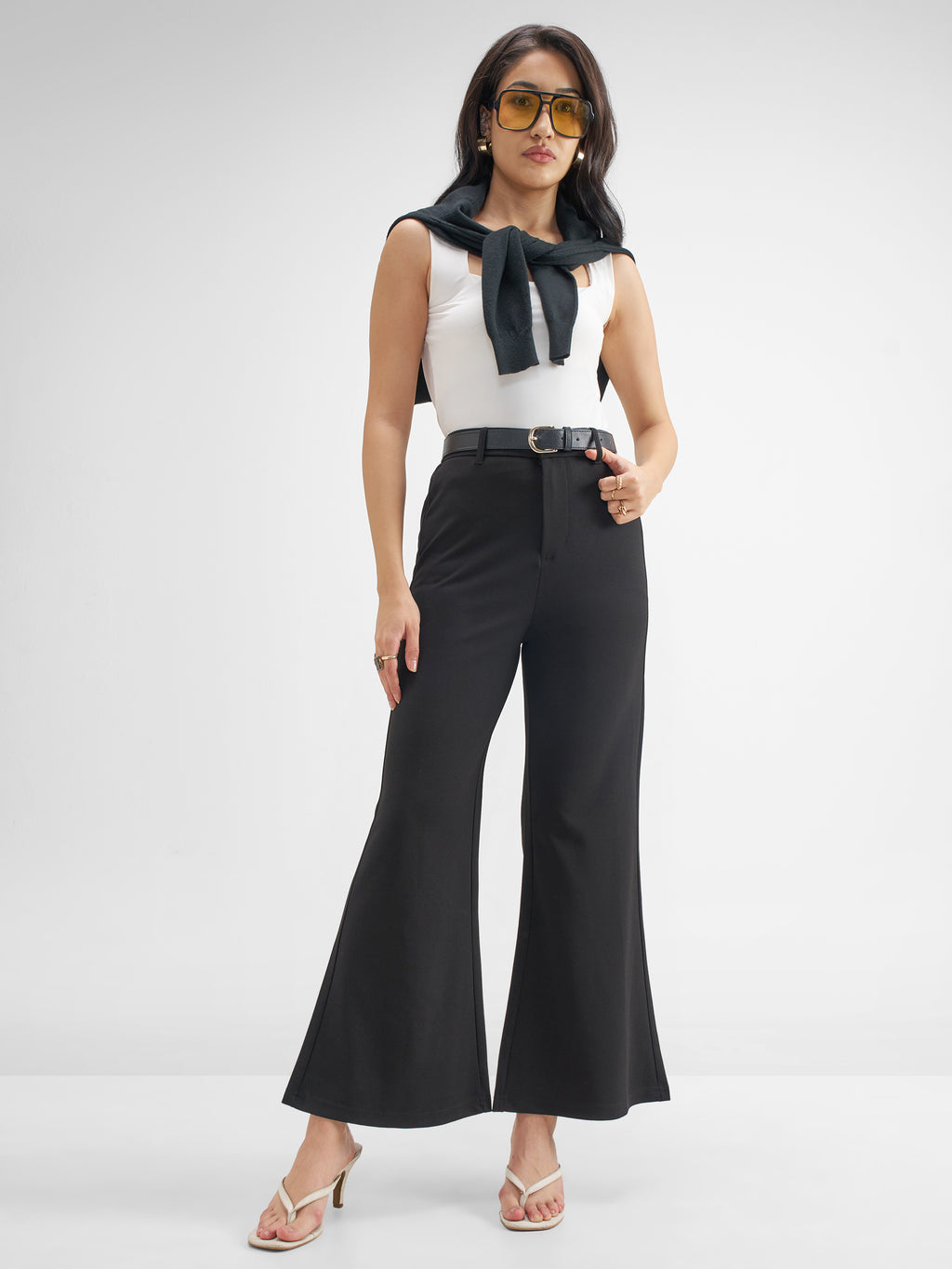 Tokyo Talkies Women Black Solid Bootcut Regular Trouser - Black - Image 2