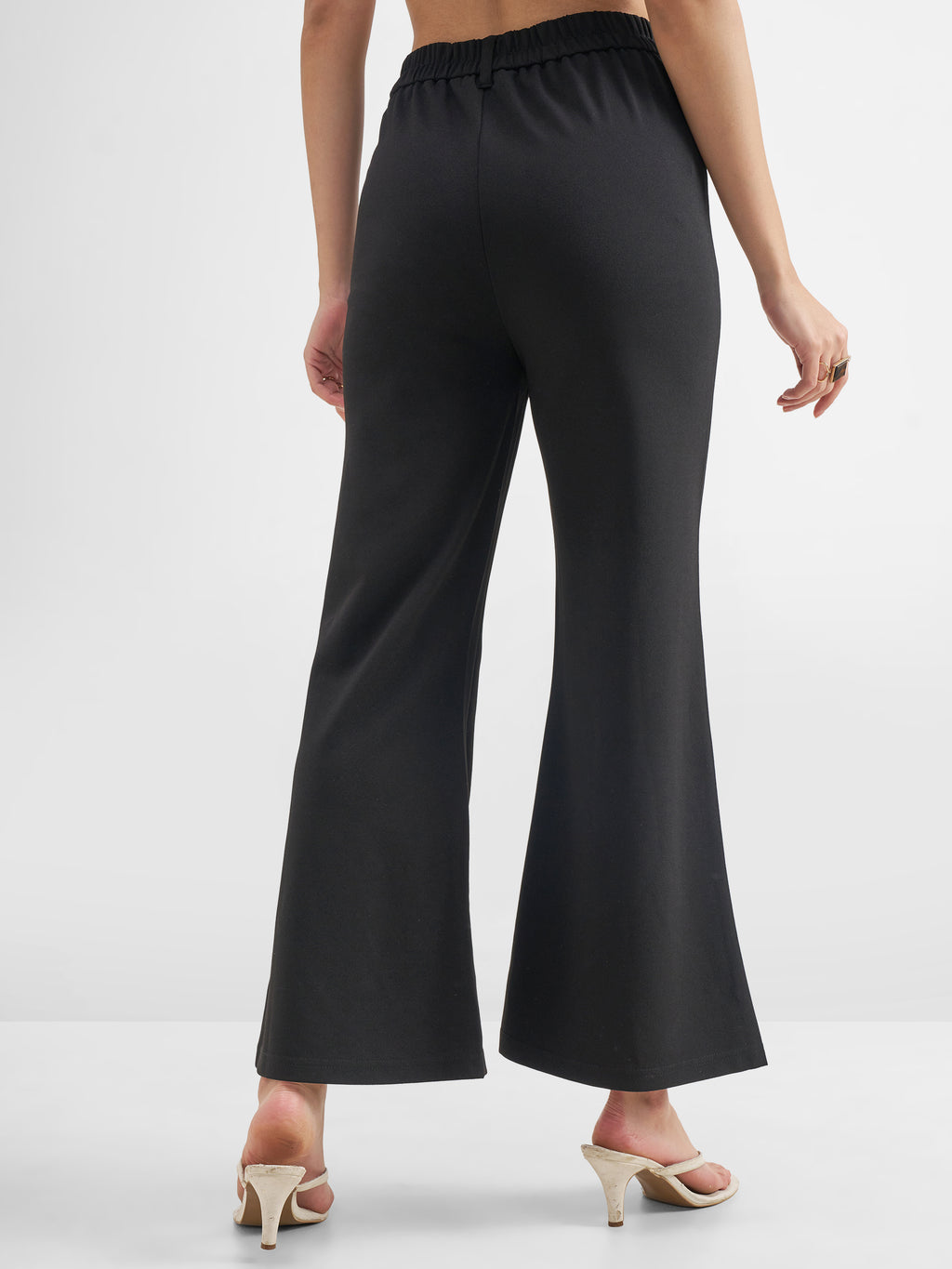 Tokyo Talkies Women Black Solid Bootcut Regular Trouser - Black - Image 3