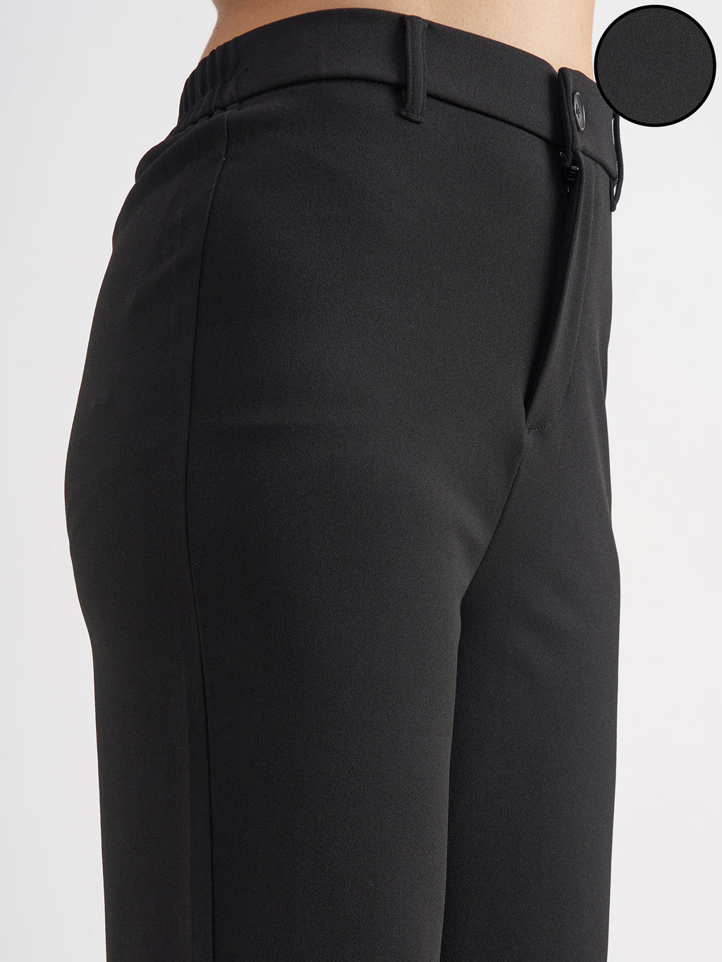 Tokyo Talkies Women Black Solid Bootcut Regular Trouser - Black - Image 5