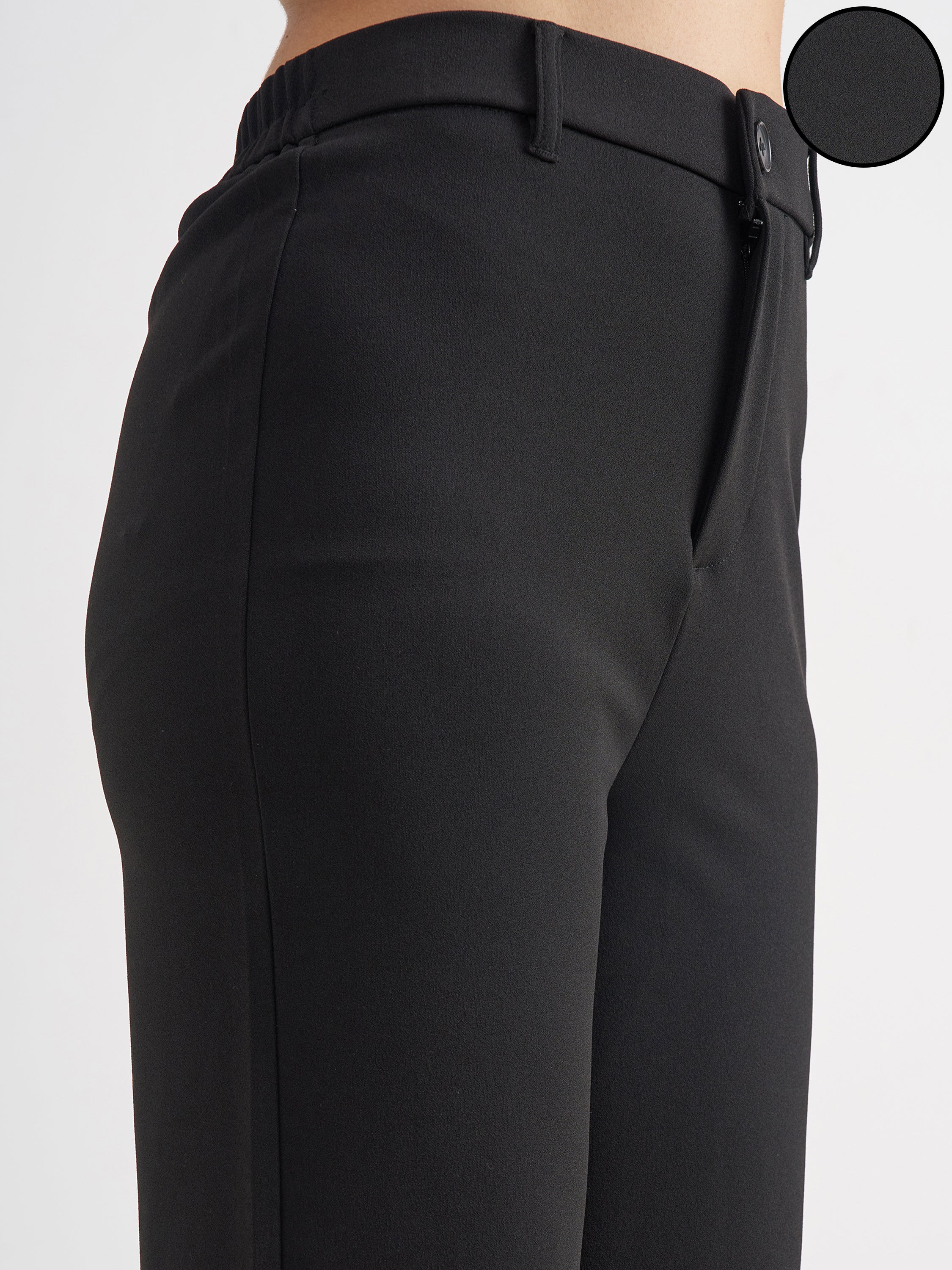 Tokyo Talkies Women Black Solid Bootcut Regular Trouser - Black - Image 5