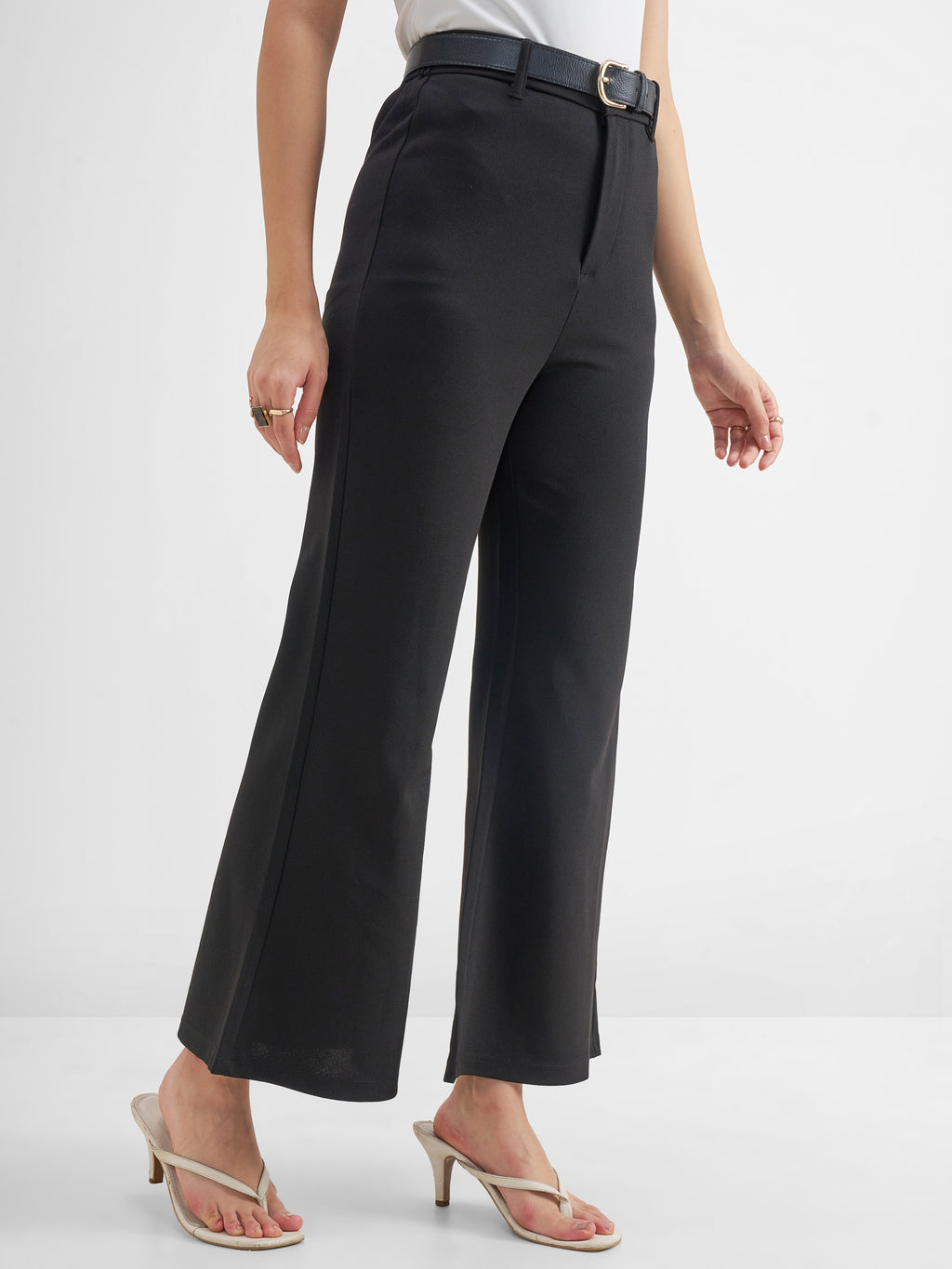 Tokyo Talkies Women Black Solid Bootcut Regular Trouser - Black - Image 6
