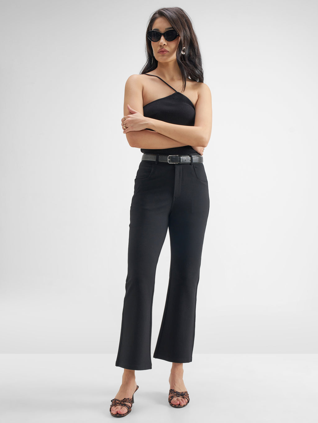 Tokyo Talkies Women Black Solid Bootcut Regular Trouser - Black - Image 2