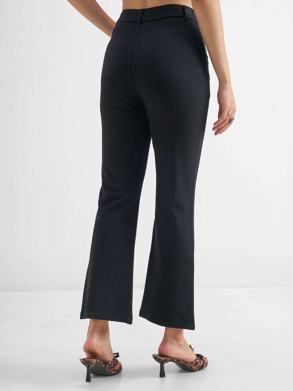 Tokyo Talkies Women Black Solid Bootcut Regular Trouser - Black - Image 3