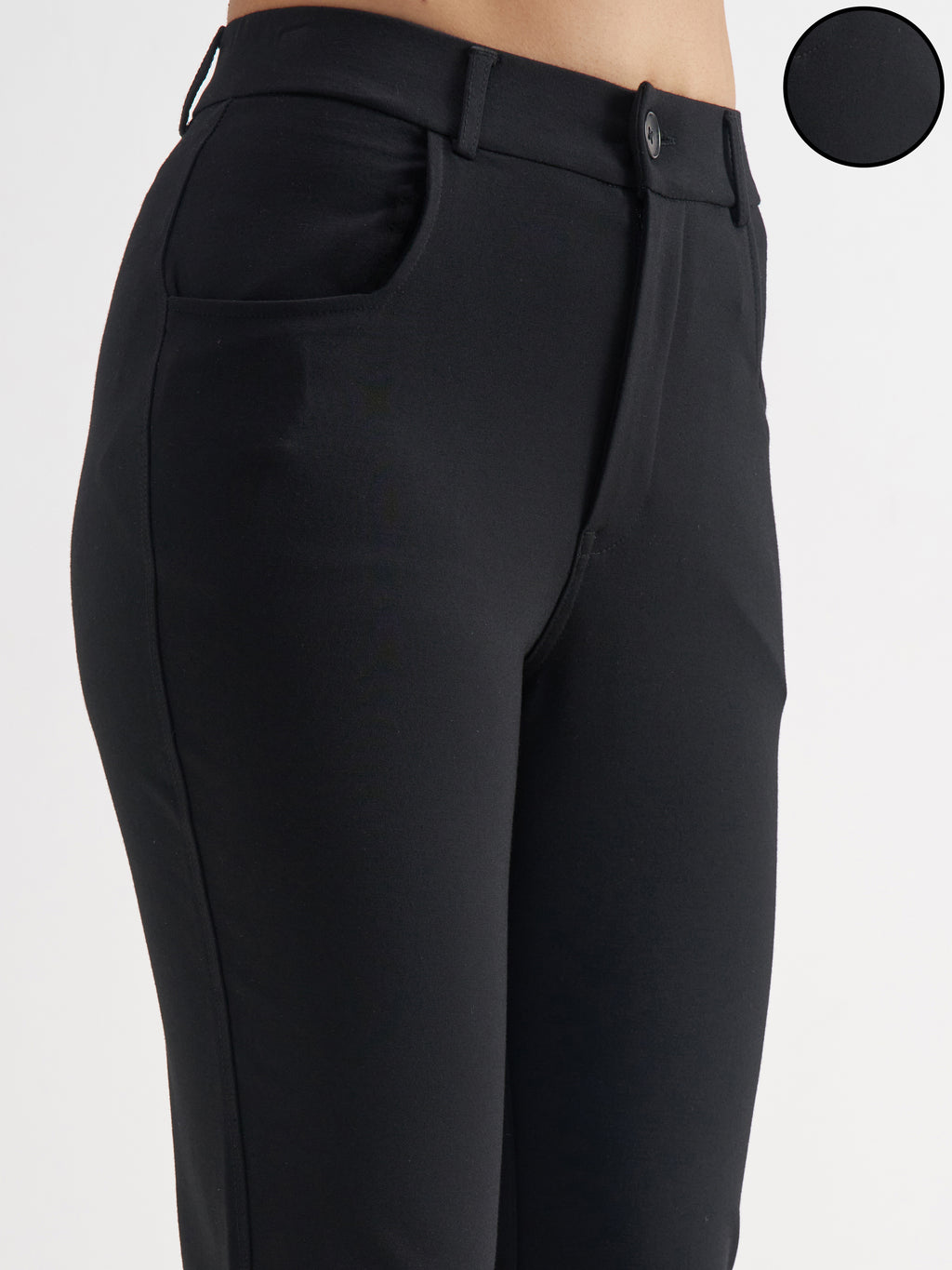 Tokyo Talkies Women Black Solid Bootcut Regular Trouser - Black - Image 5
