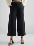 Tokyo Talkies Women Black Solid Wide Leg Regular Trouser - Black - Image 1