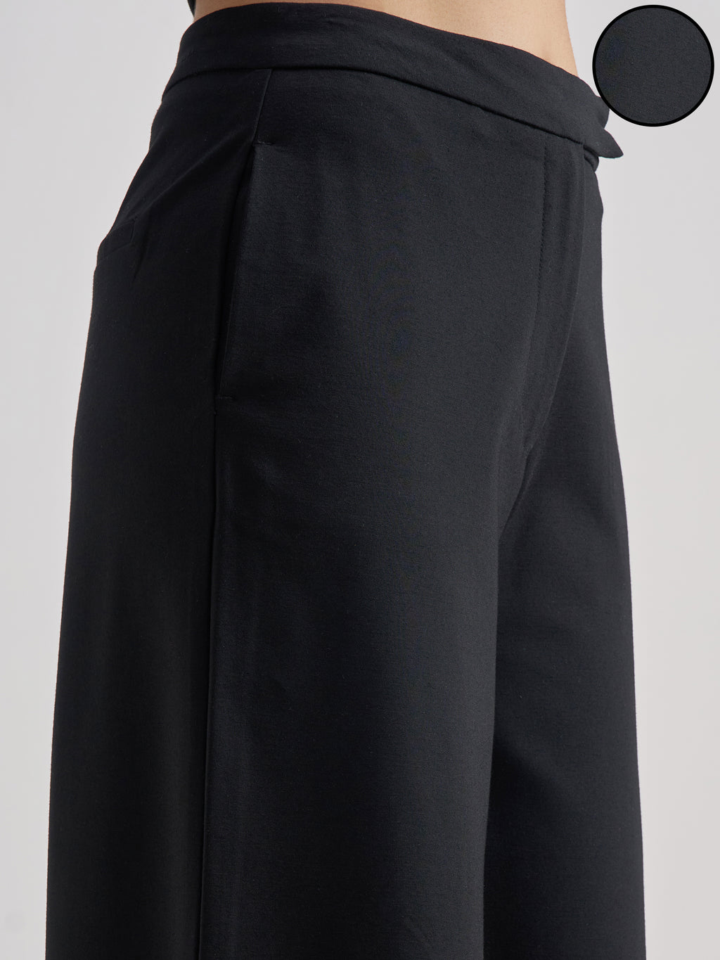 Tokyo Talkies Women Black Solid Wide Leg Regular Trouser - Black - Image 5