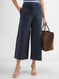 Tokyo Talkies Women Navy Blue Solid Wide Leg Regular Trouser - Navy Blue - Image 1