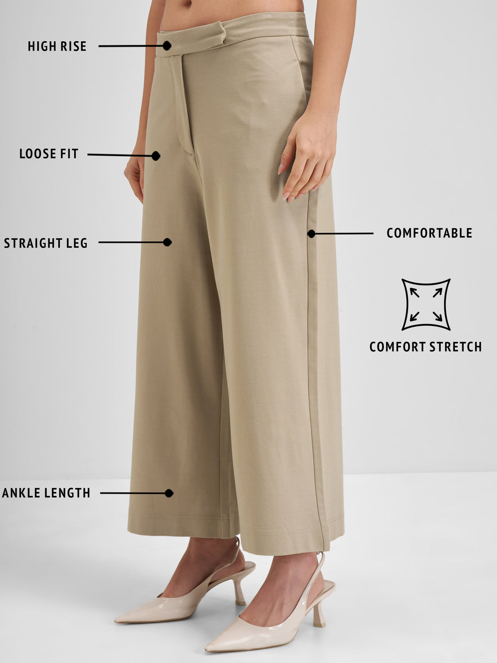 Tokyo Talkies Women Beige Solid Loose Fit Regular Trouser