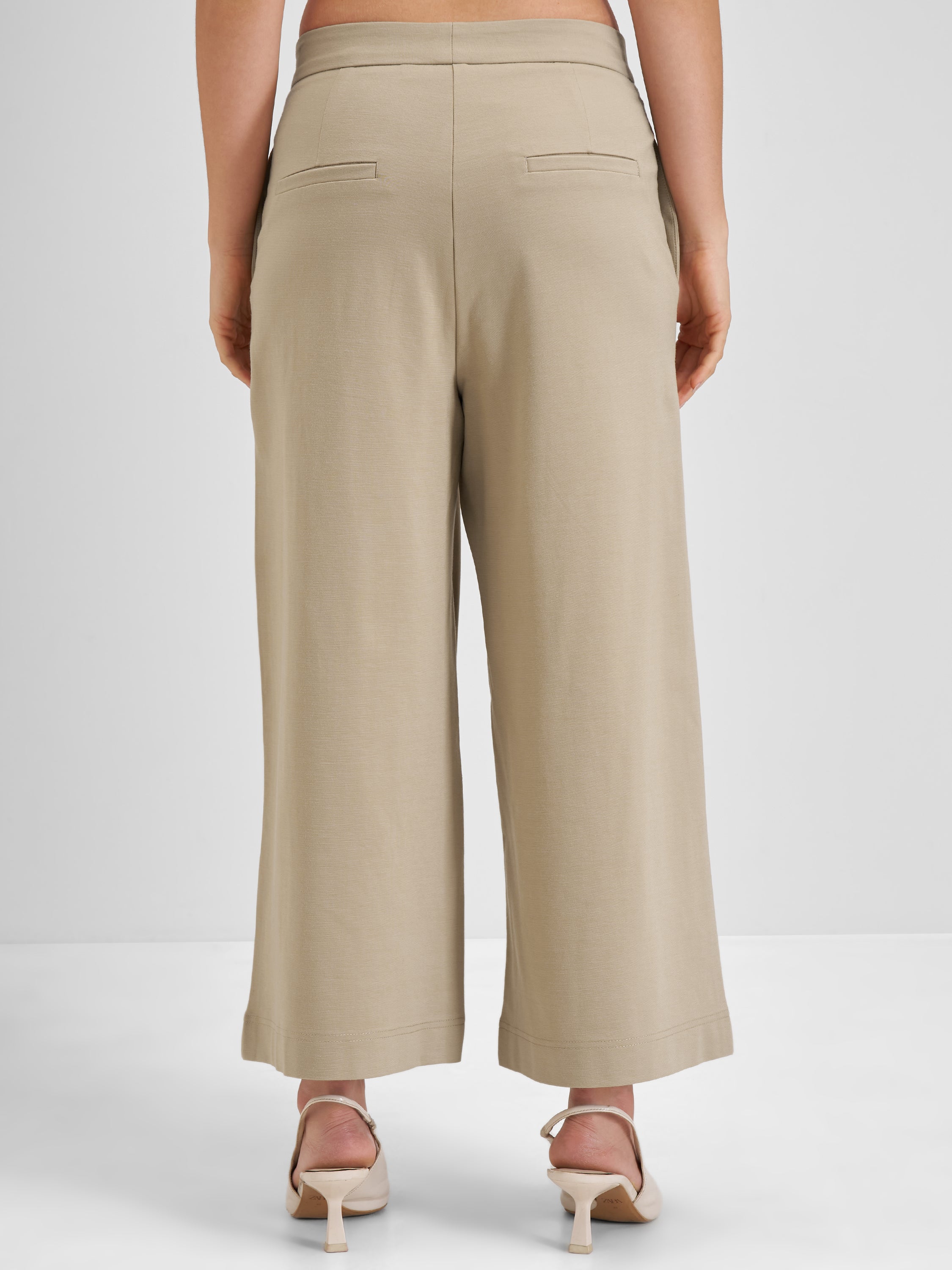 Tokyo Talkies Women Beige Solid Loose Fit Regular Trouser
