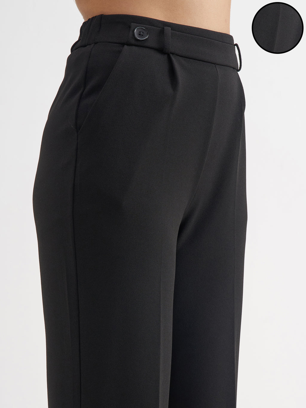 Tokyo Talkies Women Black Solid Straight Fit Regular Trouser - Black - Image 5