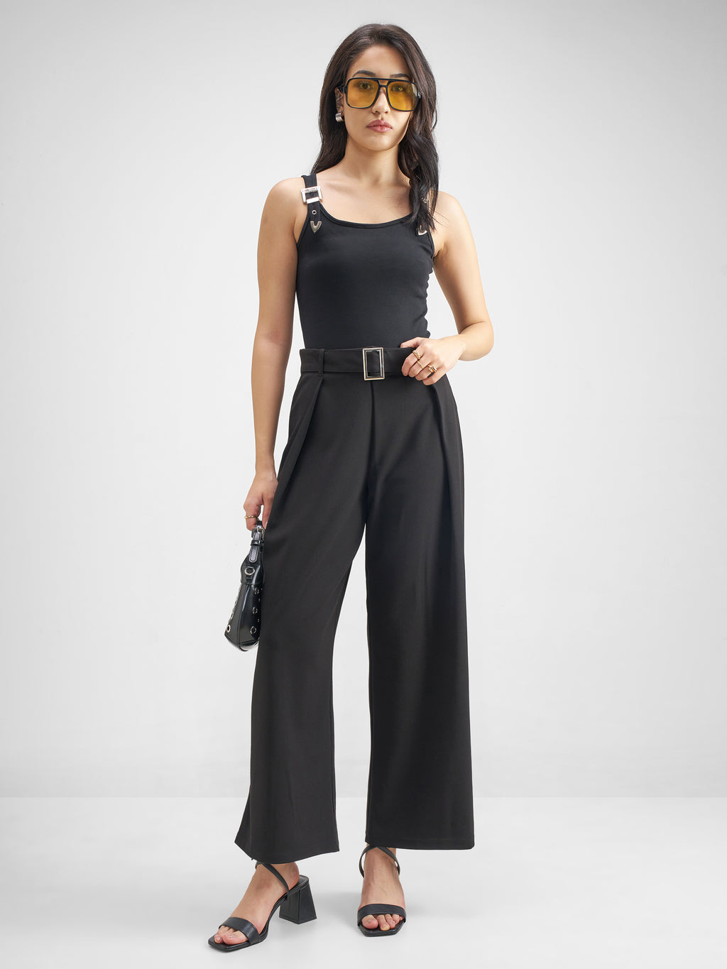 Tokyo Talkies Women Black Solid Wide Leg Regular Trouser - Black - Image 2