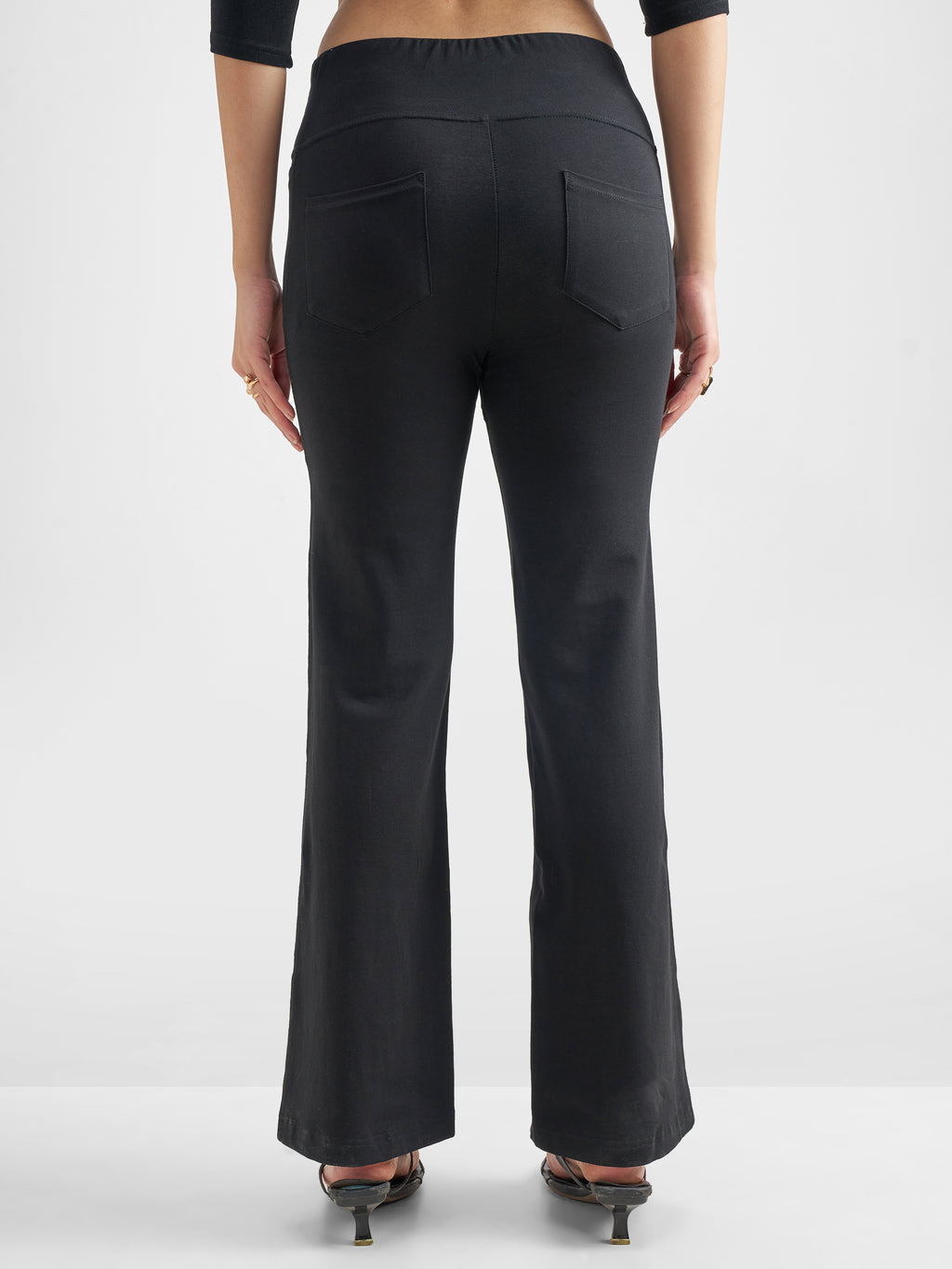 Tokyo Talkies Women Black Solid Bootcut Regular Trouser - Black - Image 3