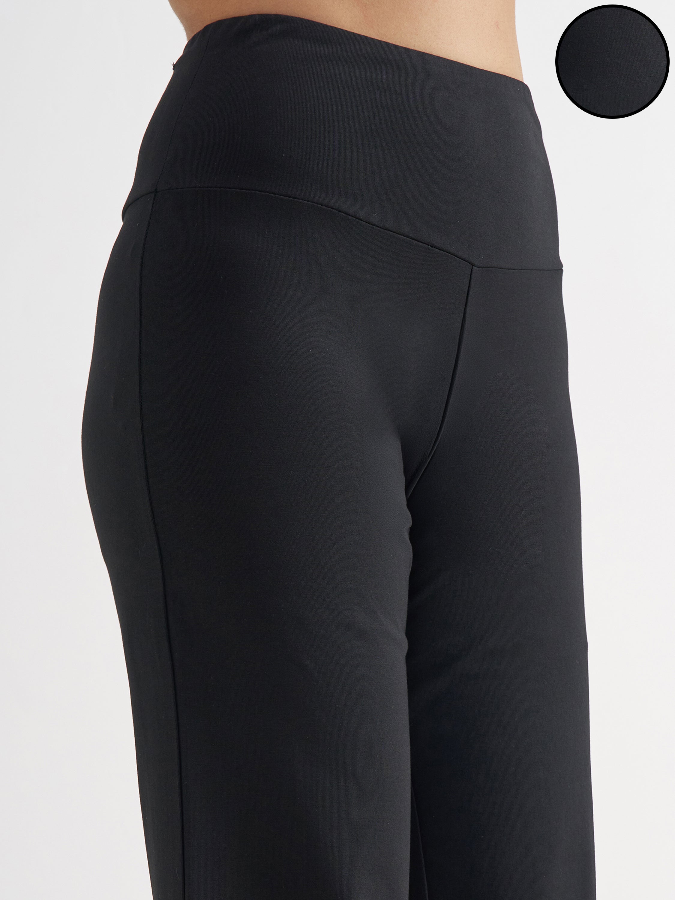 Tokyo Talkies Women Black Solid Straight Fit Regular Trouser - Black - Image 5
