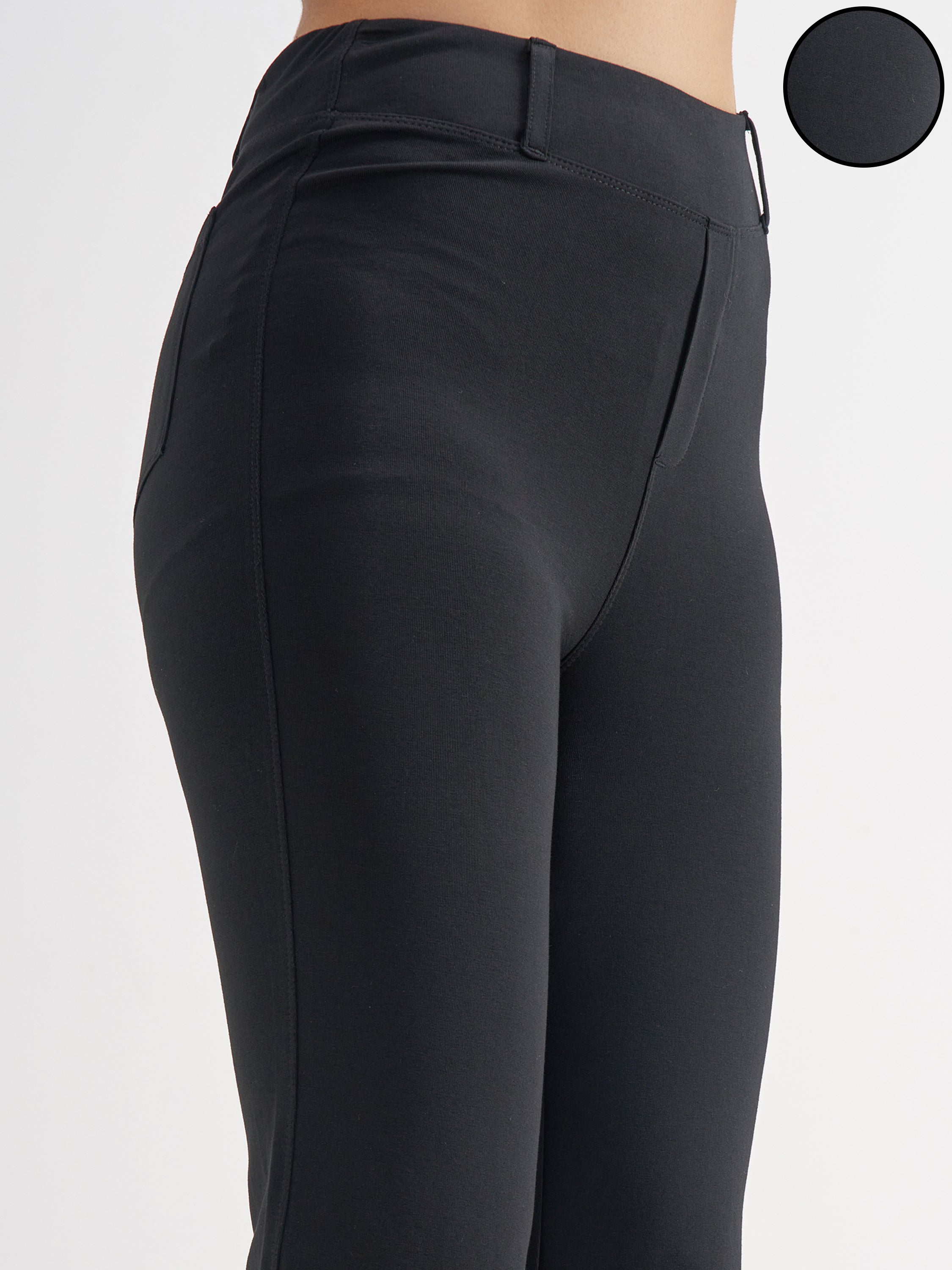 Tokyo Talkies Women Black Solid Bootcut Regular Trouser - Black - Image 5