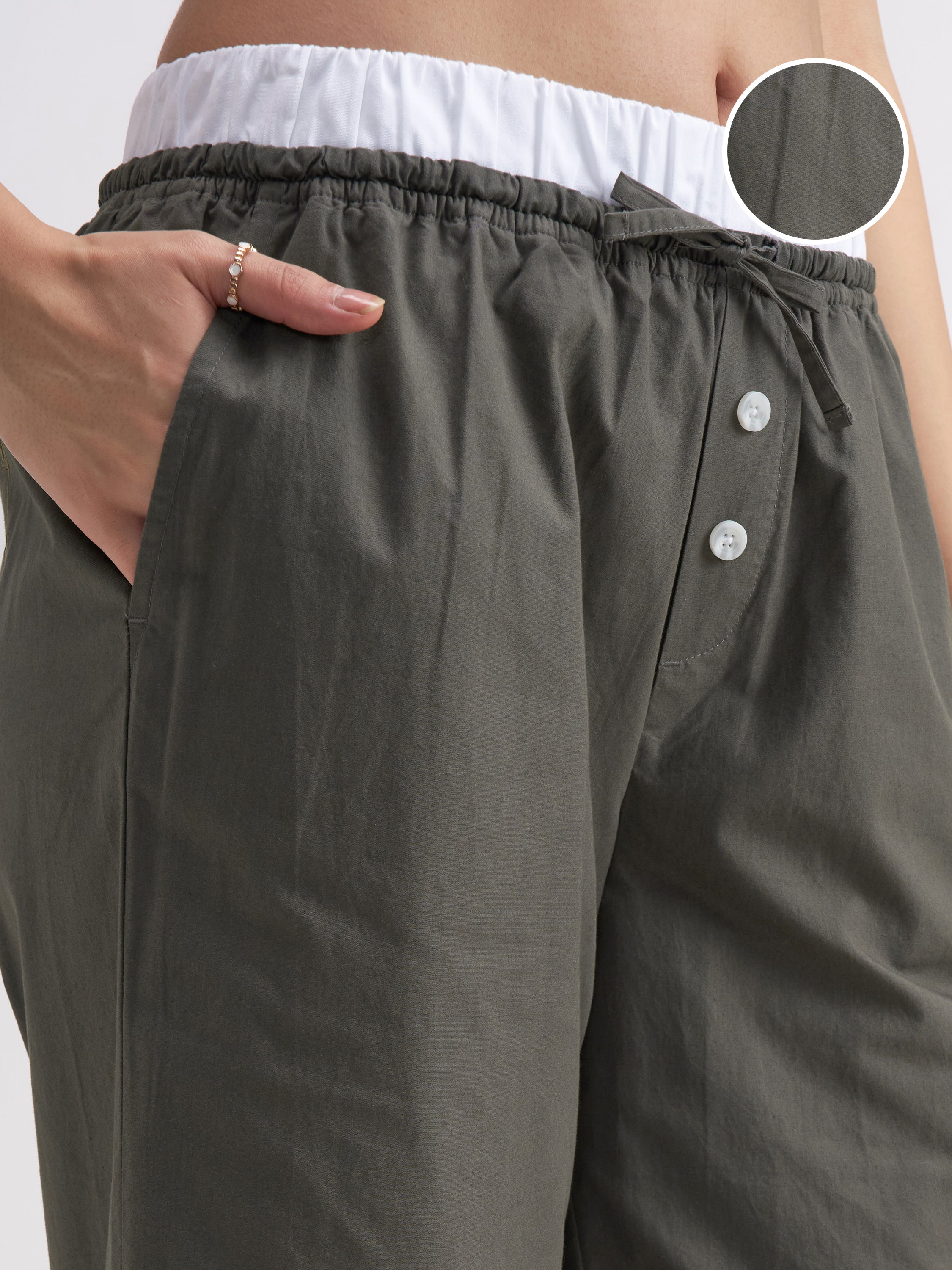 Tokyo Talkies Women Olive Solid Straight Fit Regular Trouser - Olive - Image 5