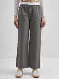 Tokyo Talkies Women Grey Solid Straight Fit Regular Trouser - Grey - Image 1