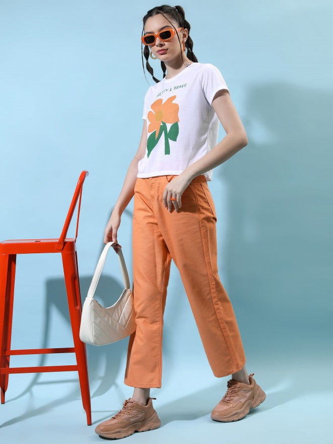 Tokyo Talkies Women White Printed Round Neck T-Shirt - White - Image 2