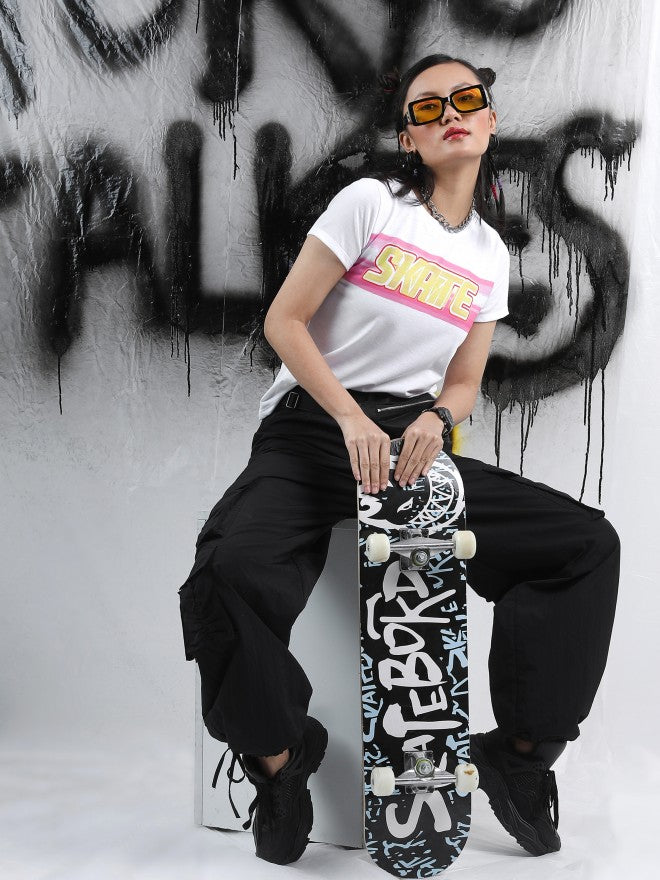 Tokyo Talkies Women White Printed Round Neck T-Shirt - White - Image 2
