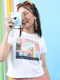 Tokyo Talkies Women White Printed Round Neck T-Shirt - White - Image 1