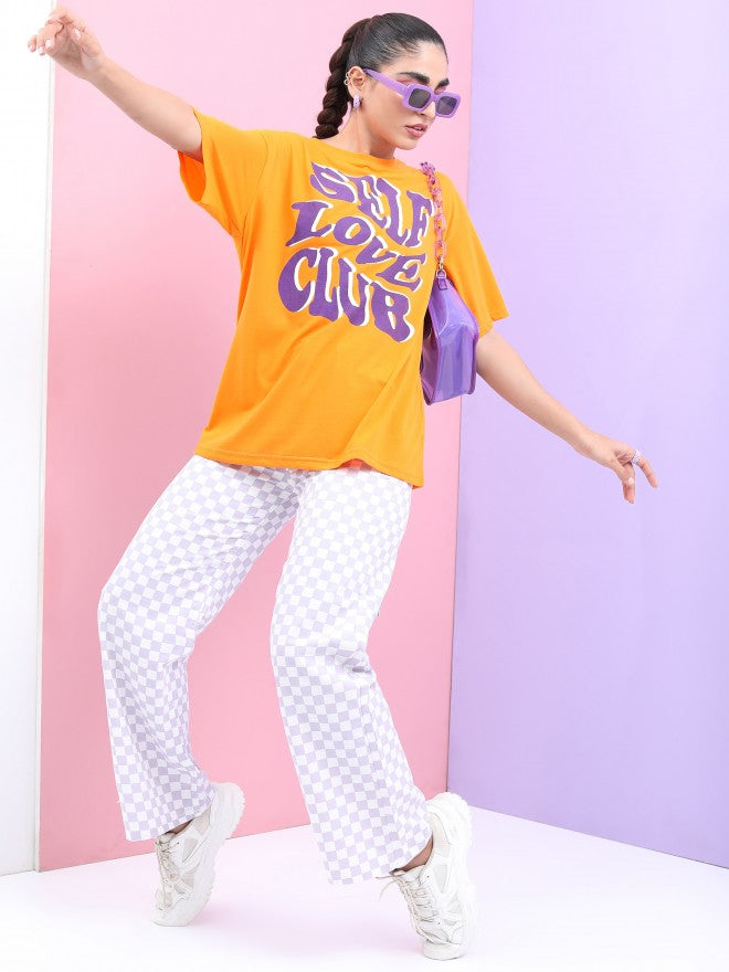 Tokyo Talkies Women Yellow Printed Round Neck Oversized Fit T-Shirt - Yellow - Image 2