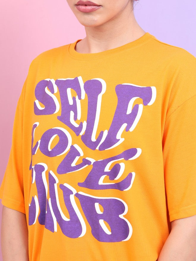 Tokyo Talkies Women Yellow Printed Round Neck Oversized Fit T-Shirt - Yellow - Image 5