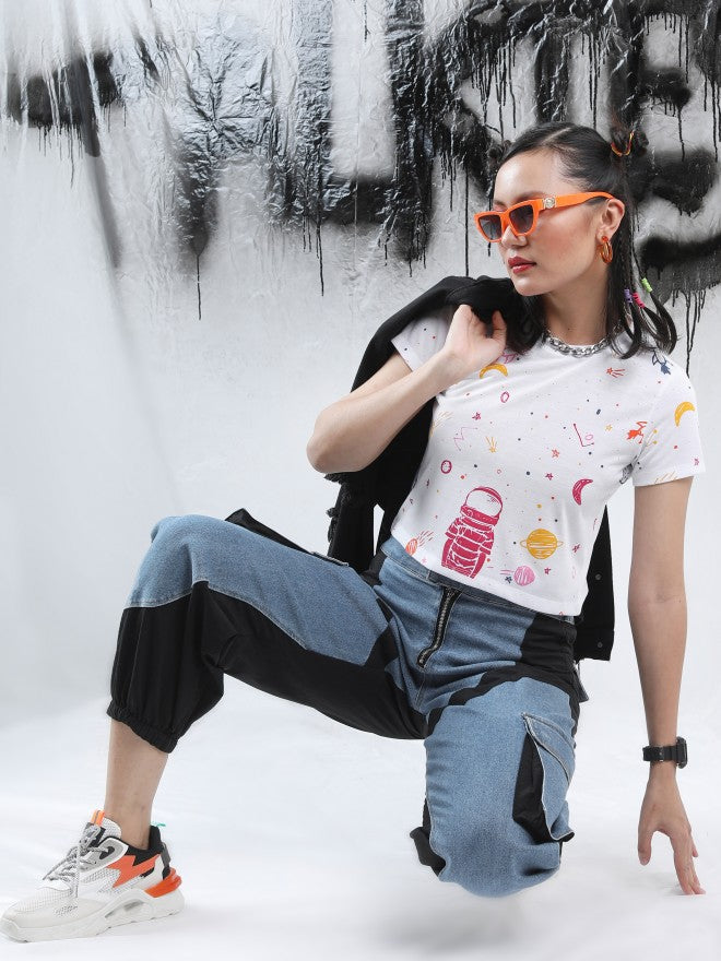 Tokyo Talkies Women White Printed Round Neck T-Shirt - White - Image 2