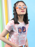 Tokyo Talkies Women White/Rust Printed Round Neck T-Shirt - Multi - Image 1