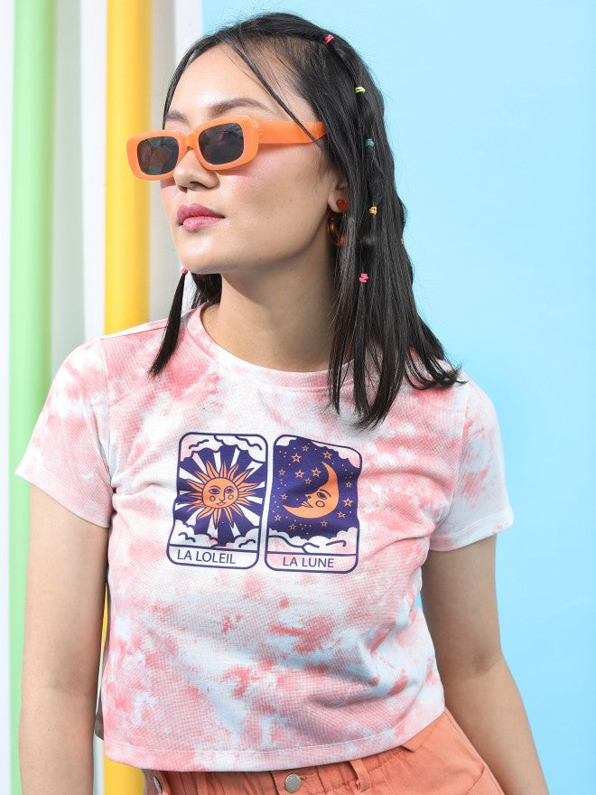 Tokyo Talkies Women White/Rust Printed Round Neck T-Shirt - Multi - Image 4