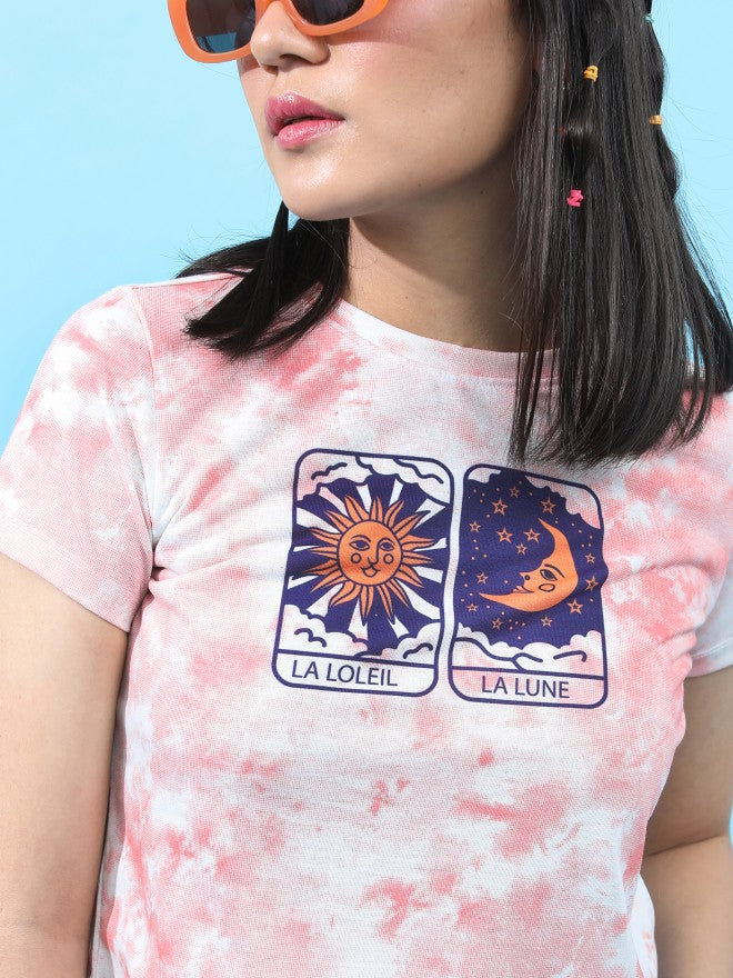 Tokyo Talkies Women White/Rust Printed Round Neck T-Shirt - Multi - Image 5