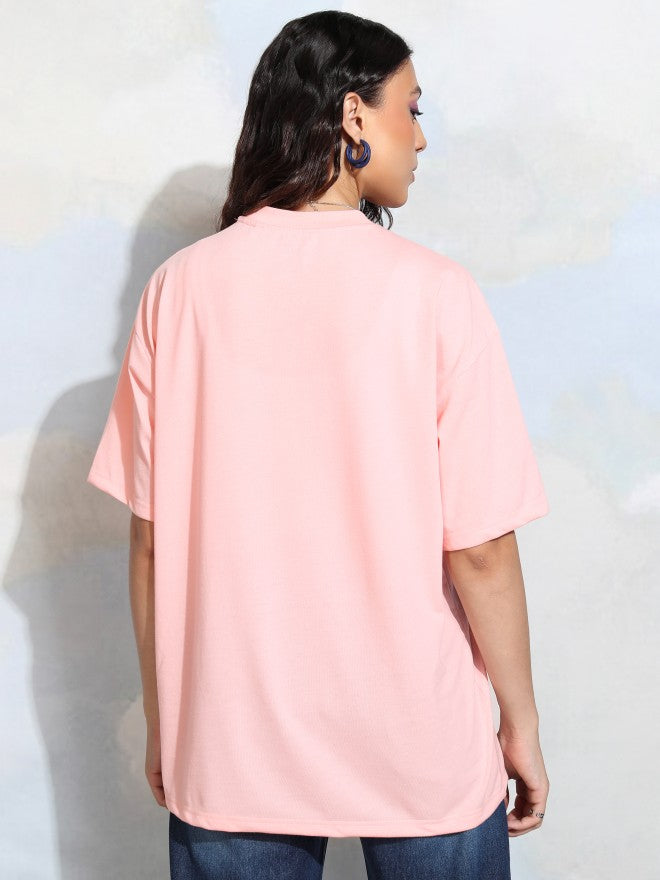 Tokyo Talkies Women Pink Printed Round Neck T-Shirt - Pink - Image 3
