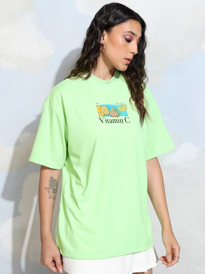 Tokyo Talkies Women Green Printed Round Neck T-Shirt - Green - Image 6