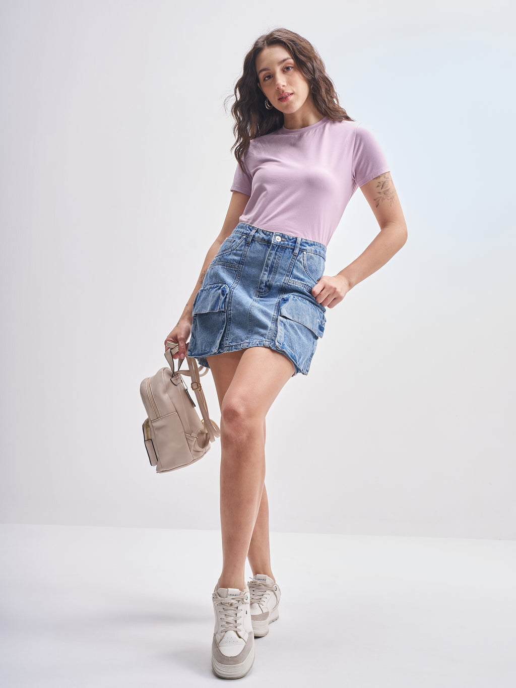 Tokyo Talkies Women Purple Solid Round Neck T-Shirt - Purple - Image 2