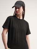 Tokyo Talkies Women Black Solid Round Neck T-Shirt - Black - Image 1
