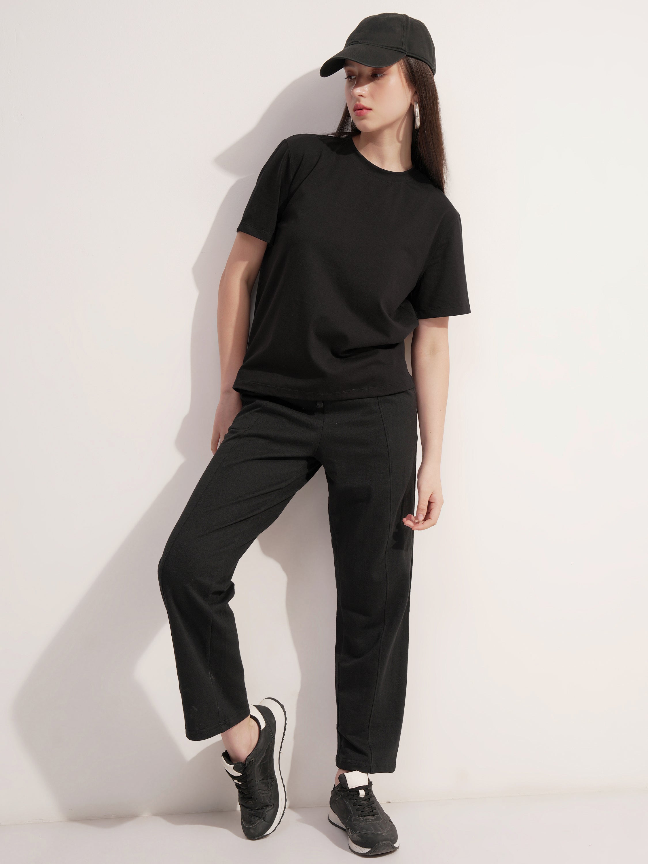 Tokyo Talkies Women Black Solid Round Neck T-Shirt - Black - Image 2