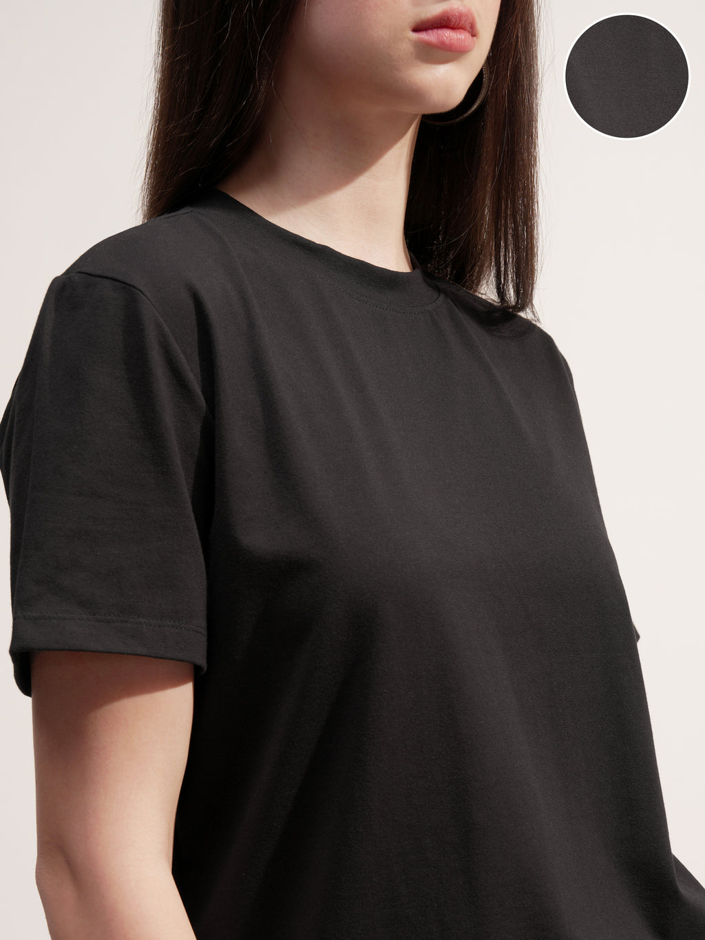 Tokyo Talkies Women Black Solid Round Neck T-Shirt - Black - Image 5
