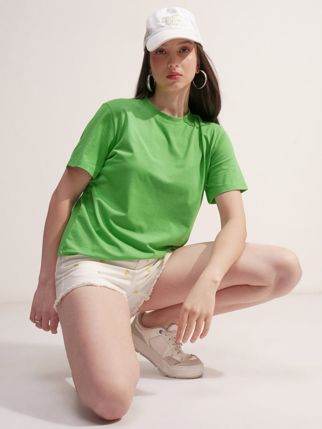 Tokyo Talkies Women Green Solid Round Neck T-Shirt - Green - Image 2