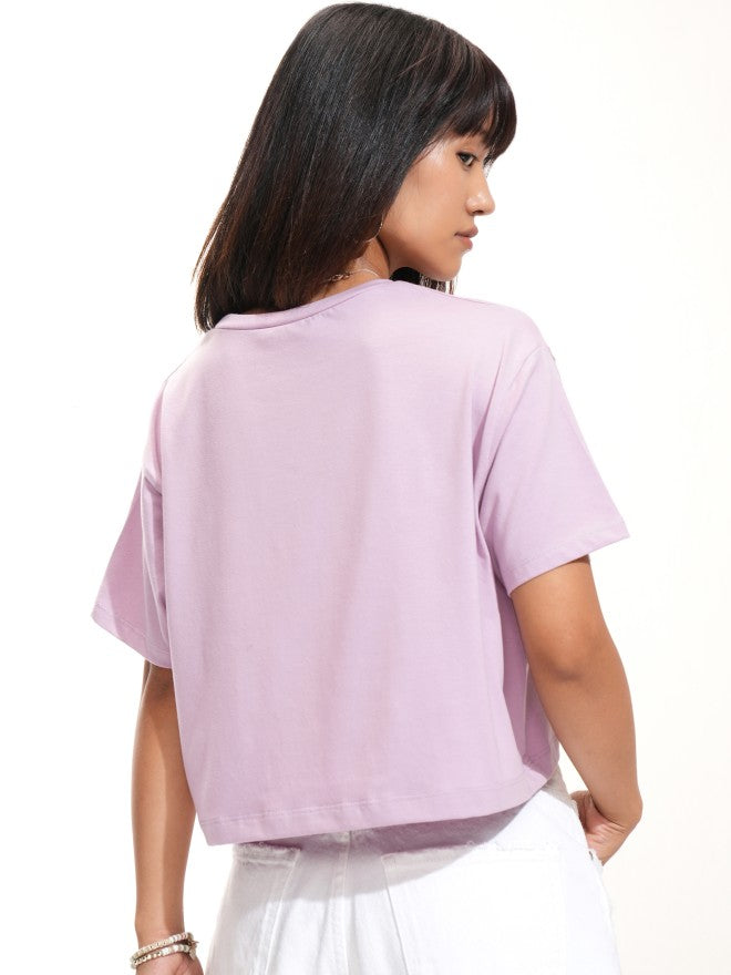 Tokyo Talkies Women Purple Printed Round Neck T-Shirt - Purple - Image 3