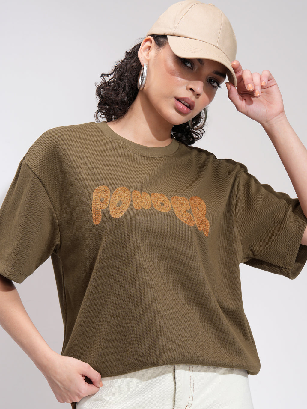 Tokyo Talkies Women Brown Printed Oversized Fit T-Shirt - Brown - Image 1